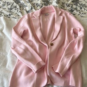 JCrew Factory Light Pink Sweater Blazer Size XS 100% Cotton Lightweight